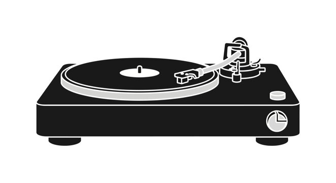 Black and white vinyl record player.