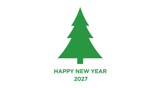 Green Christmas Tree New Year Icon.