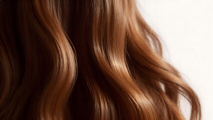 Fototapeta premium Closeup of shiny wavy brown hair