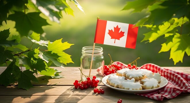 Back to school Canada Day picnic celebration featuring iconic poutine dish outdoor garden festive patriotic gathering table
