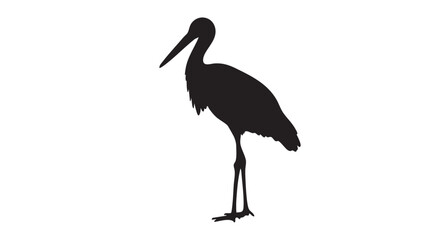 Fototapeta premium Black silhouette of a heron in minimalist style with dark color and simple texture for wildlife illustration