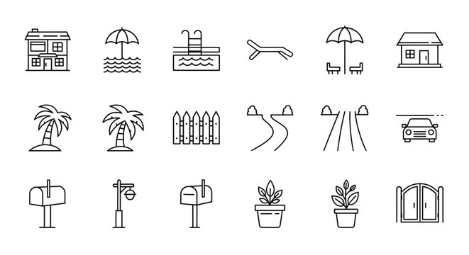 Collection of outdoor and summer related icons