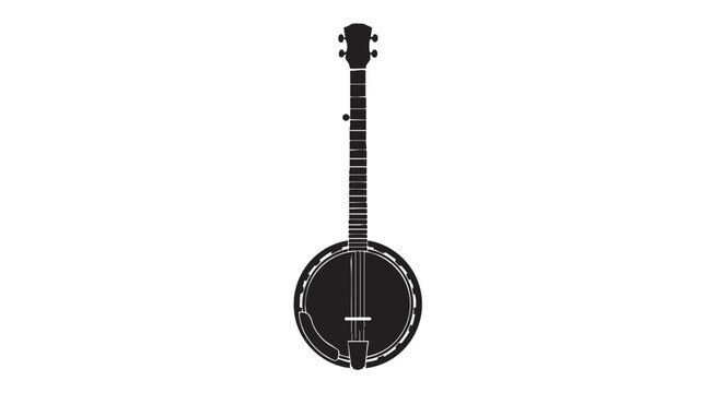 Black banjo in minimalist style with soft natural lighting in sleek glossy finish for music advertising