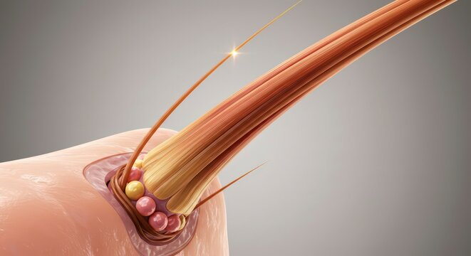 Hair follicle on human skin.