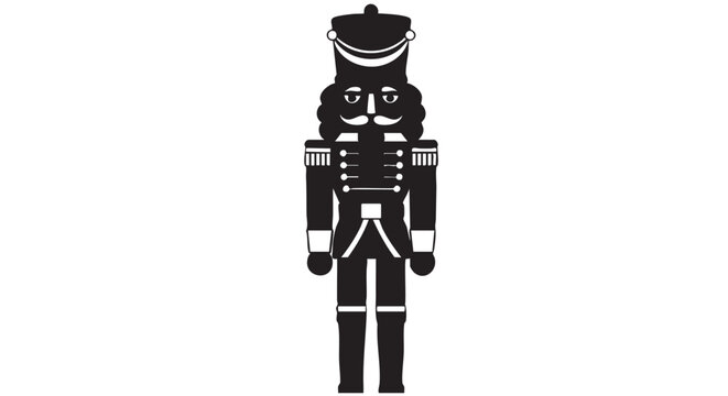 Black toy soldier nutcracker in monochromatic illustration for Christmas decoration
