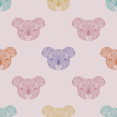 Seamless pattern with koala. Hand drawn vector illustration. © Handini_Atmodiwiryo