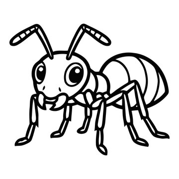 Cute cartoon ant standing with big eyes