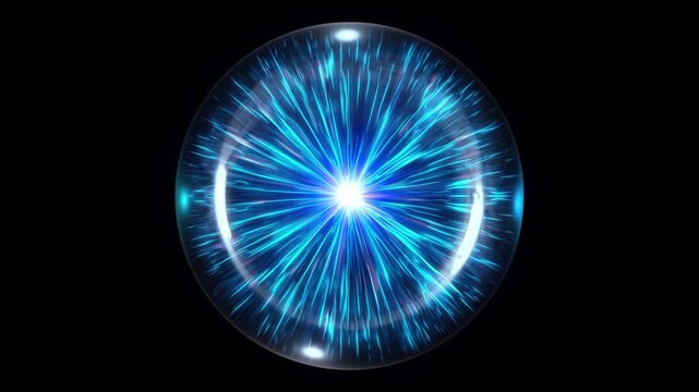 Glowing blue particle circle background. Futuristic energy ring made of sparkling dust light dots, abstract technology sci-fi portal or digital wave effect Circular Energy Effect Circle. Fractal Lines