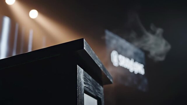 Close-up of a podium with a blurred background.