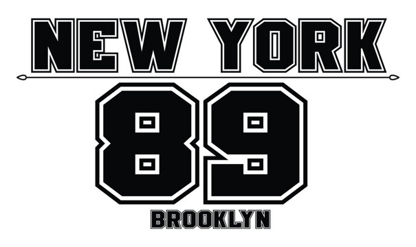 New York 89 Varsity Sports Vector Graphic for T-shirt Design and Athletic Streetwear Print