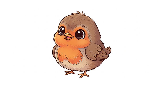 Cute cartoon robin bird illustration.