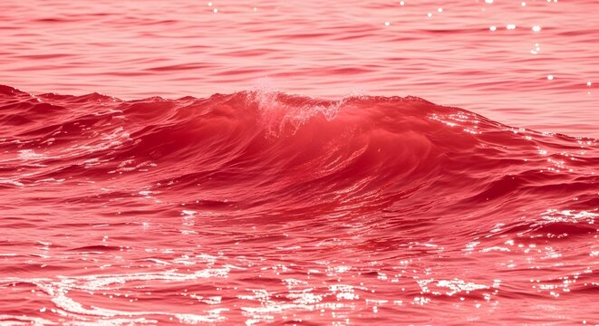 Back to school pink ocean waves illustration with cresting surf in serene glassy motion under bright sunlight