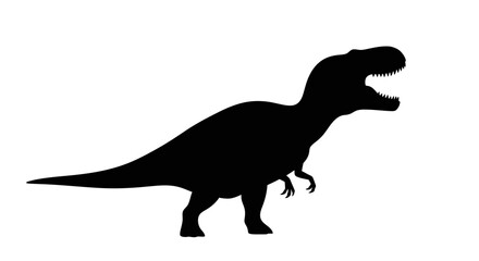 A striking black silhouette of a roaring tyrannosaurus rex silhouette © Asia