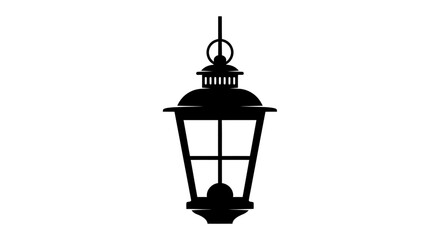 A striking black silhouette of an antique hanging lantern © Asia