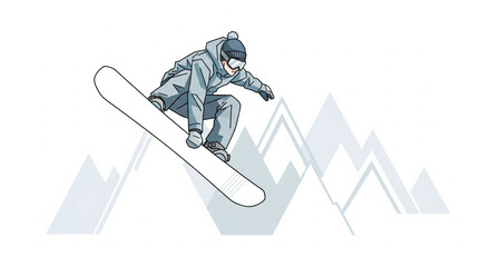 Fototapeta premium Winter Sports Thrill Snowboarder Mid-Air Jump