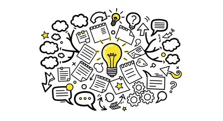 Dynamic Idea Generation and Creative Thinking A Visual Representation of Brainstorming, Problem-Solving, and Innovation Processes with Thought Elements © YENI