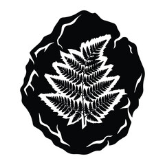 Fern Imprint Fossil Shape Icon Silhouette Vector black design on a white background © 4k Vectors