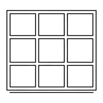 Grid icon with nine equal squares in a 3x3 layout arrangement template