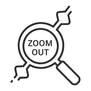 Magnifying glass zoom out icon graphic with user interface, get farther