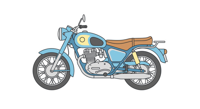 Vintage Blue Motorcycle Side View.