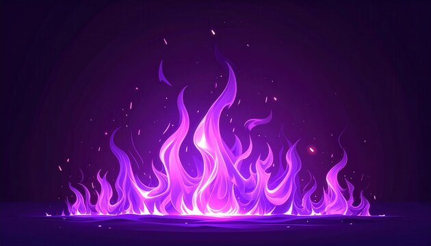 Llamas moradas vibrantes y m&iacute;sticas arden con un resplandor et&eacute;reo sobre un fondo oscuro, creando un efecto de energ&iacute;a sobrenatural.