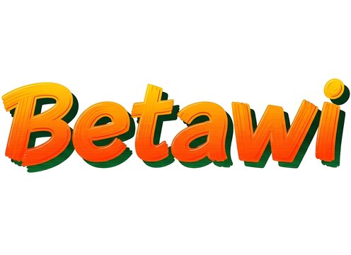 Vibrant 3D typography featuring the word &ldquo;Betawi&rdquo; in bold orange lettering with layered depth and green shadow effect. Clean minimal background highlights modern retro style suitable for branding.