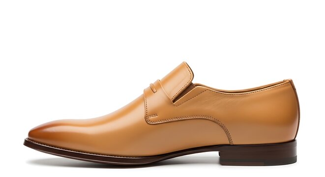 Brown leather slip on loafer with dark sole and gold buckle detail men's shoe dress shoe casual shoe