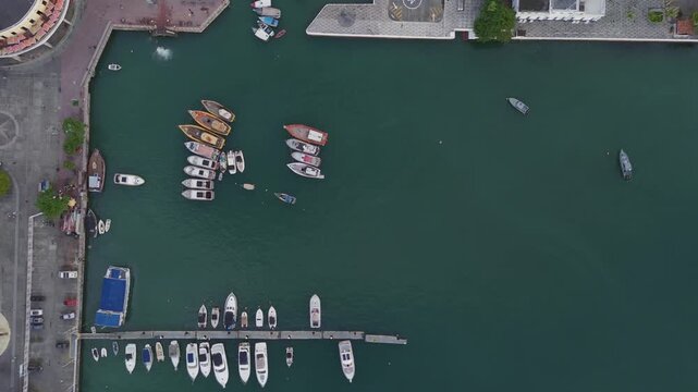 Drone view of the Nautical Terminal and the historic Forte de S&atilde;o Marcelo in All Saints Bay, Bahia, Brazil.