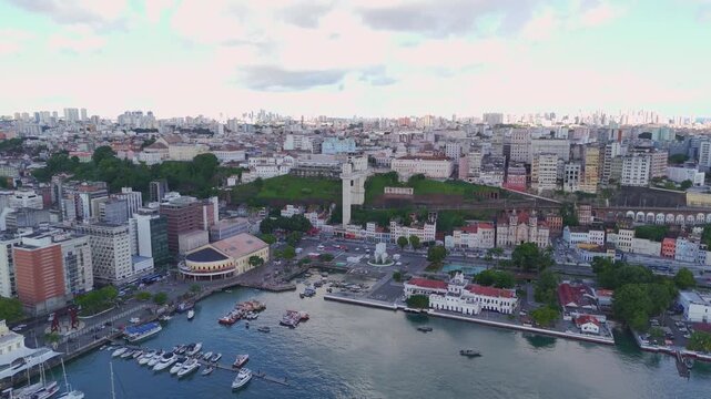 Drone of the Nautical Terminal and the historic Forte de S&atilde;o Marcelo in All Saints Bay, Bahia.