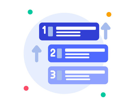 Steps and progression with numbers one two three PNG