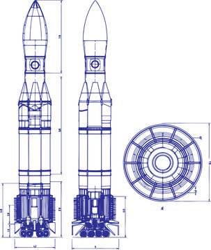 Sketch Hand Drawn Intercontinental Ballistic Missile &ndash; Large Scale Multi-Stage Rocket Design