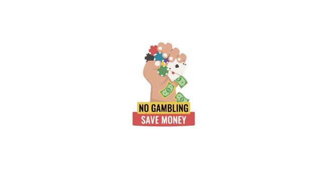 Hand with gambling chips and money rejects to save cash