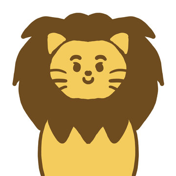 high quality brush cute kawaii watercolor vector painting drawing color cute simple design lion cartoon isolated on white harimau smile funny girl Whiskas shy