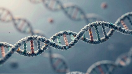 Closeup of human DNA strands in a laboratory setting