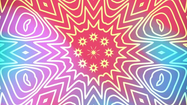 Kaleidoscope overlay pattern with stars and shapes, suitable for backgrounds, textiles, or packaging design projects. Great for digital needs.