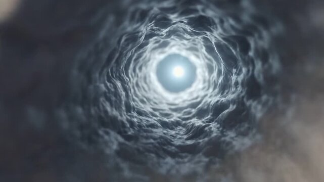 Gallbladder tunnel light medical surgery endoscopy anatomy organ healthcare diagnosis, view through bile duct interior toward bright light, digestive system cutaway 3D rendering illustration