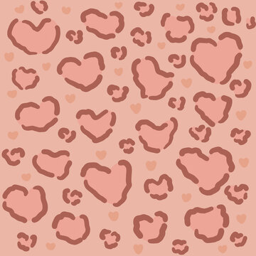 high quality brush cute kawaii soft watercolor vector painting drawing color cute simple design seamless pattern background cat leopard lineart fashion style mulberry pink pastel heart love
