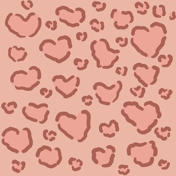 high quality brush cute kawaii soft watercolor vector painting drawing color cute simple design seamless pattern background cat leopard flower fashion style soft pink pastel heart love taffy