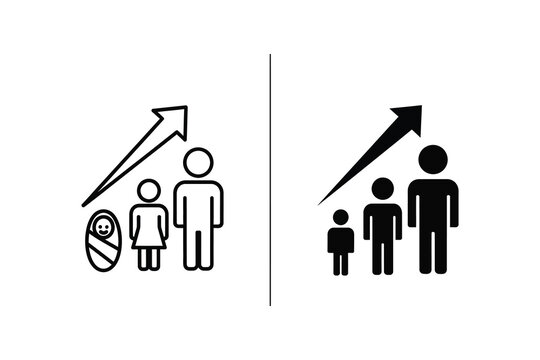Population Growth Concept Vector Illustration: Demographic Change and Family Size Vector