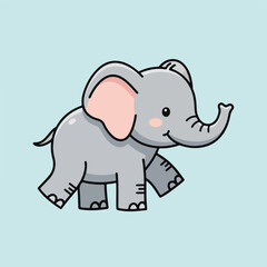 Obraz premium Cartoon Gray Elephant Animal Character.