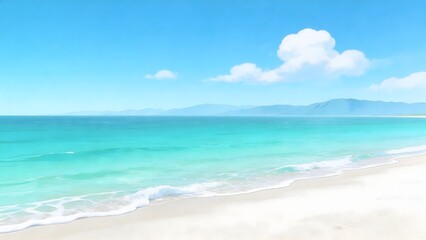 Fototapeta premium Beach with turquoise water and white sand