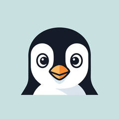 Obraz premium Cartoon Penguin Head Closeup Portrait.