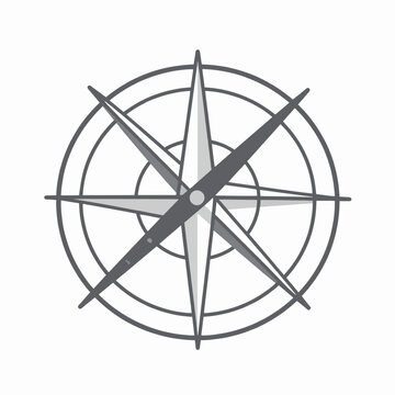 Minimalist flat vector illustration of a single technical astrolabe with geometric line art, scientific navigation concept, clean thin strokes isolated on white background, modern sacred geometry.