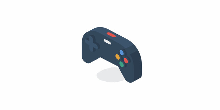 Isometric illustration of a dark blue video game controller