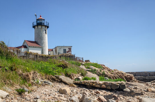 Lighthouse on the coast in Gloucester, Massachusetts