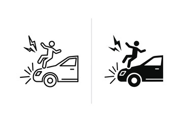 Fototapeta premium Car Accident Icon: Pedestrian Hit by Vehicle, Danger and Impact Vector Illustration