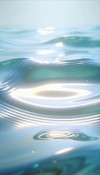 Vertical video Calm vertical water surface ripple abstract soft light blue wave reflection minimal serene background with water ripple surface wave reflection abstract texture fluid blue vertical