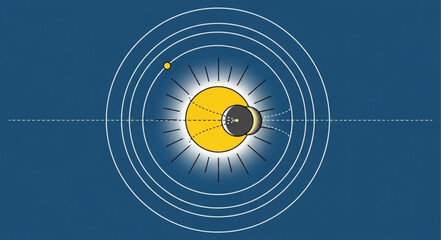 Illustration of the solar system with the sun planets and orbits. © Mbah