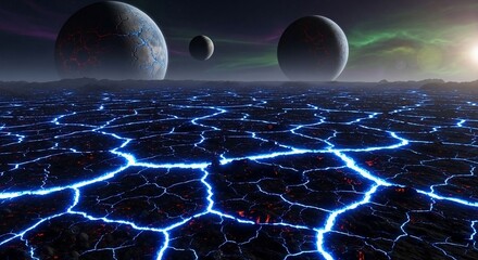 Planetary landscape abstract composition