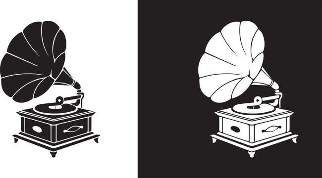 vintage gramophone with a classic design on an isolated white background.